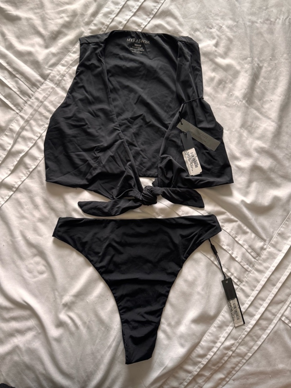 MYRA SWIM Black Tie-Front Bikini Set